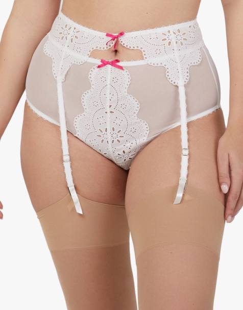 Playful Promises Camille broderie suspender belt in white - view 1