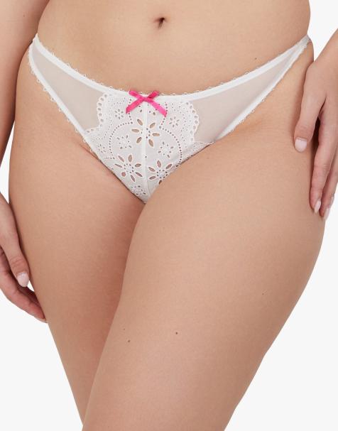 Playful Promises Camille broderie thong in white - view 1