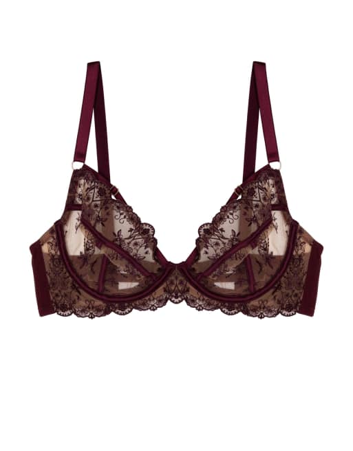 Playful Promises Cassia embroidery bra in ruby red, 4 of 4