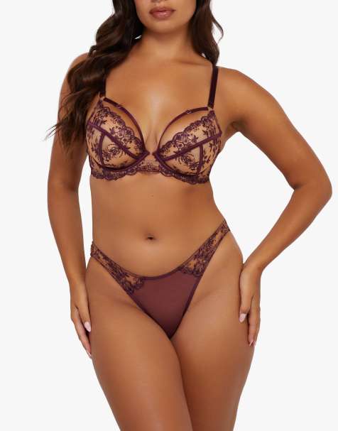 Playful Promises Cassia embroidery closed brief in ruby red - view 1