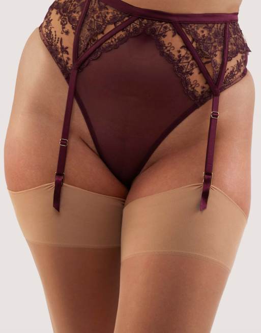 Playful Promises Cassia embroidery suspender in ruby red, 2 of 3