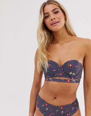 navy floral bikini