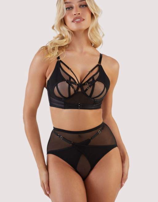 Playful Promises Eddie crossover balconette bra in black