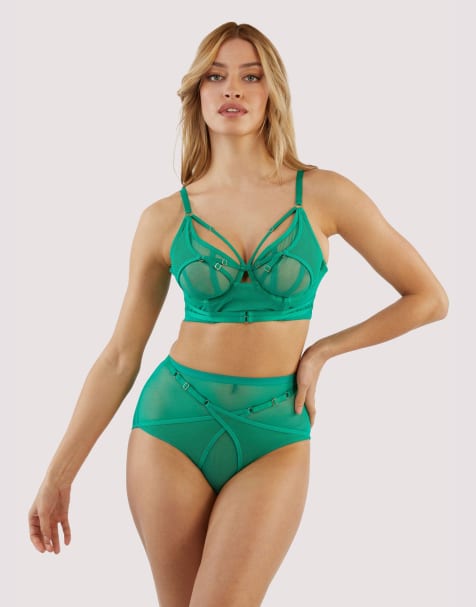 Playful Promises Eddie crossover balconette bra in green
