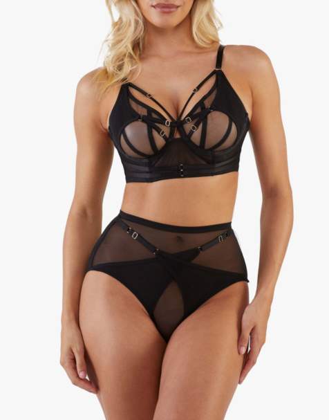 Playful Promises Eddie crossover high waist brief in black - view 1
