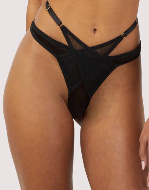 Playful Promises Eddie crossover thong in black - view 1