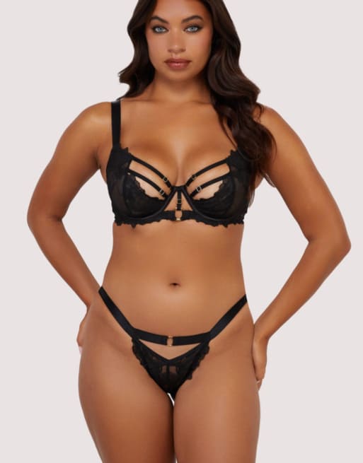 Playful Promises Eleanor strappy embroidery balconette bra in black, 2 of 4