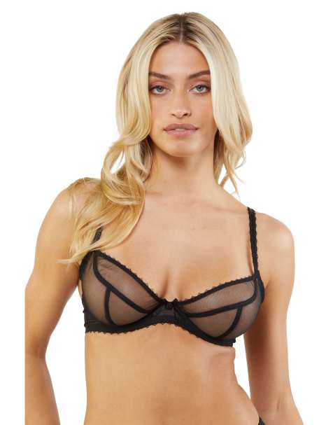 Playful Promises Grace supportive plunge net bra in black - view 1
