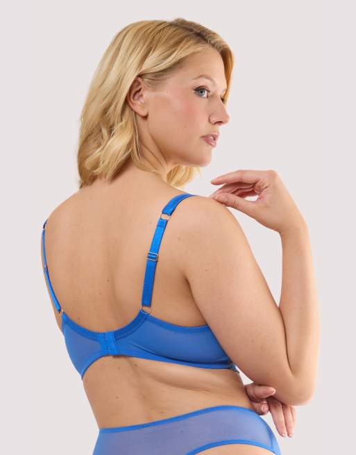 Playful Promises Hyacinth rose embroidery plunge bra in blue, 2 of 4