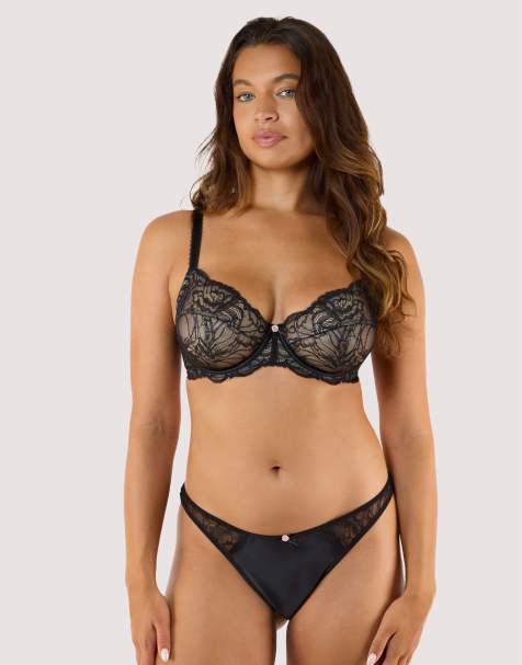 Playful Promises Idol black lace balconette bra in black
