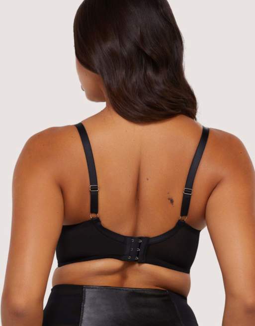 Playful Promises Iris leatherette padded plunge bra in black