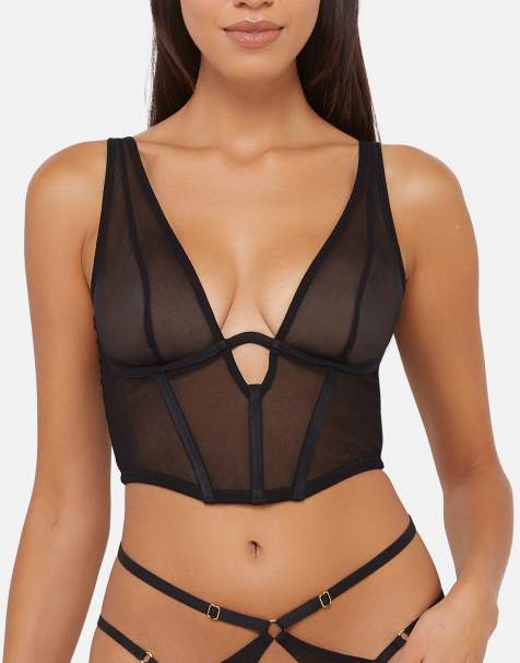 Playful Promises Kali mesh basque in black - view 1