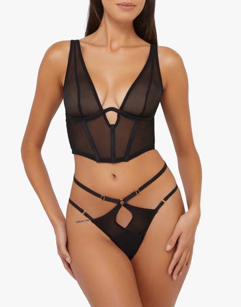 Playful Promises Kali mesh lingerie set in black - view 1