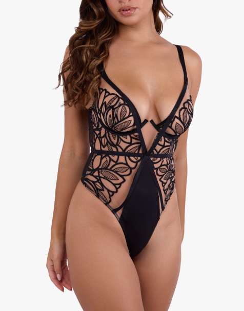 Playful Promises Lilith graphic embroidery body in black - view 1