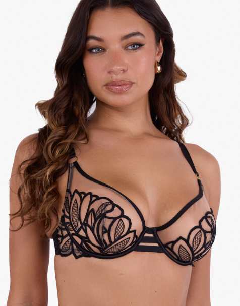 Playful Promises Lilith graphic embroidery bra in black - view 1