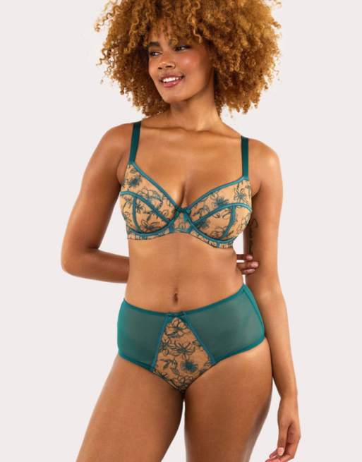 Playful Promises - Olivia - Completo intimo blu ottanio ricamato