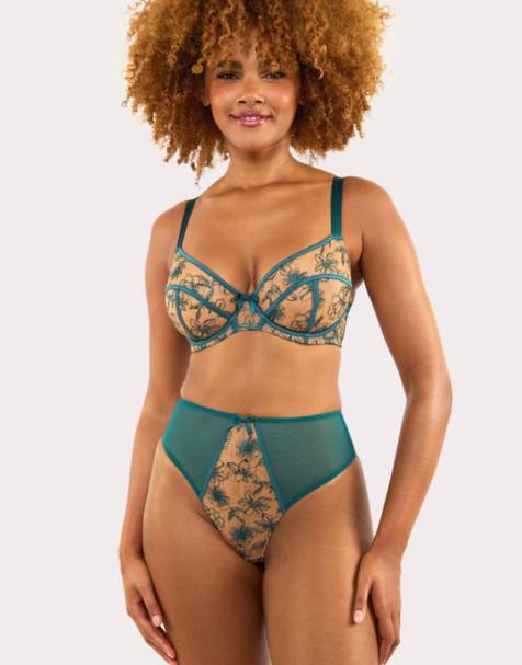 Playful Promises Olivia embroidery thong in teal - view 1