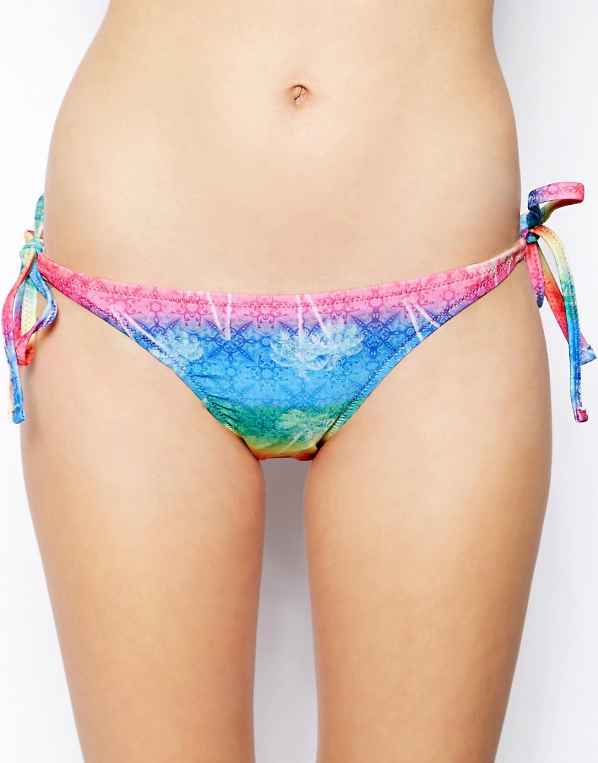 Playful Promises - Ombre bikinislip met palmboomprint en strik aan de zijkant-Multi
