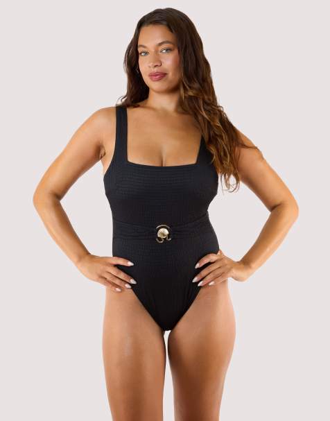 Playful Promises Onyx textured swimsuit in black - view 1