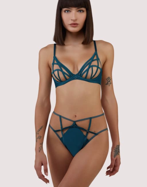 Playful Promises Ramona high waist thong in teal, 3 of 3