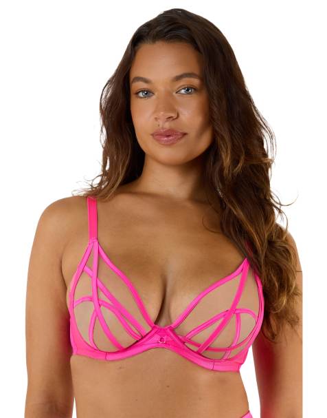 Playful Promises Ramona plunge bra in neon pink - view 1