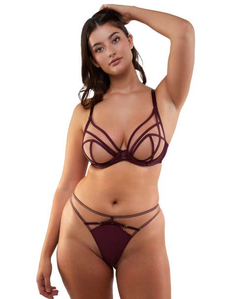 Playful Promises Ramona plunge bra in wine - view 1