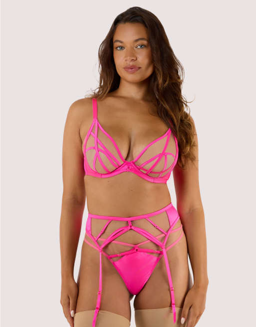 Playful Promises Ramona suspender belt in neon pink