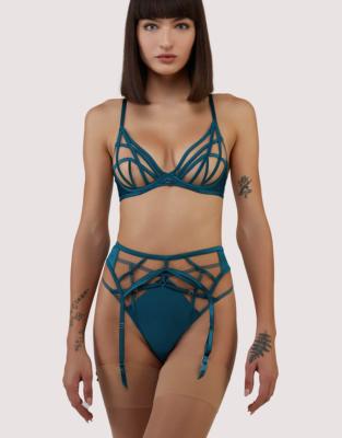 Playful Promises Ramona suspender belt in teal-Green