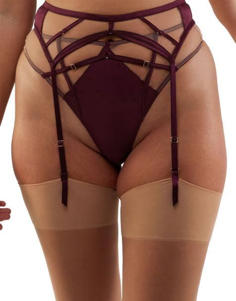 Playful Promises Ramona suspender belt in wine - view 1