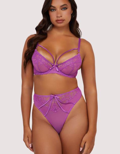 Playful Promises Rosanna embroidery lingerie set in purple - view 1