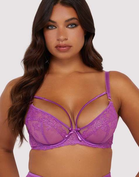 Playful Promises Rosanna long line embroidery plunge bra in purple - view 1