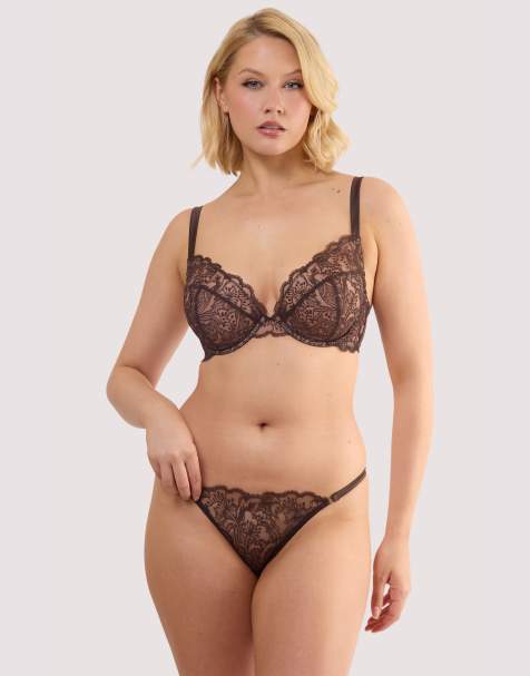 Playful Promises Sierra embroidery plunge bra in brown - view 1