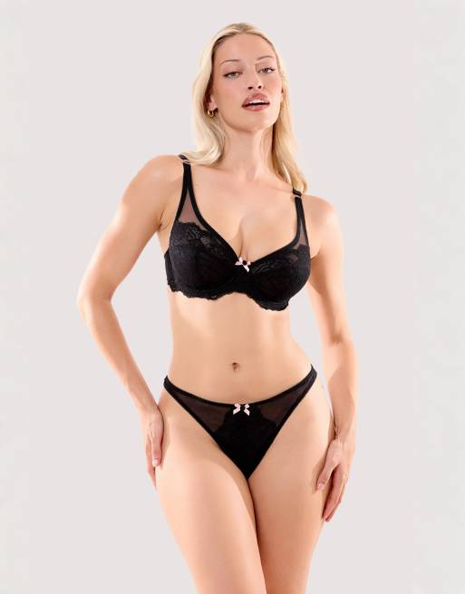 Playful Promises Stephanie black lace thong in black, 4 of 4