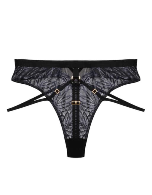 Playful Promises Tabitha wet-look lace high waist brief in black, 3 of 3