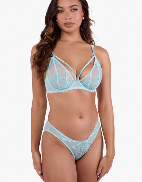 Playful Promises Valerie embroidery & mesh brief in aqua - view 1