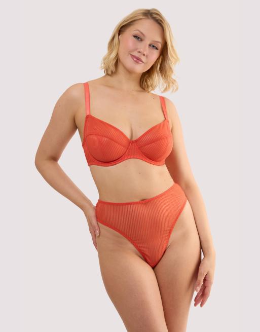 Playful Promises Veronica microstripe plunge bra in red, 4 of 4