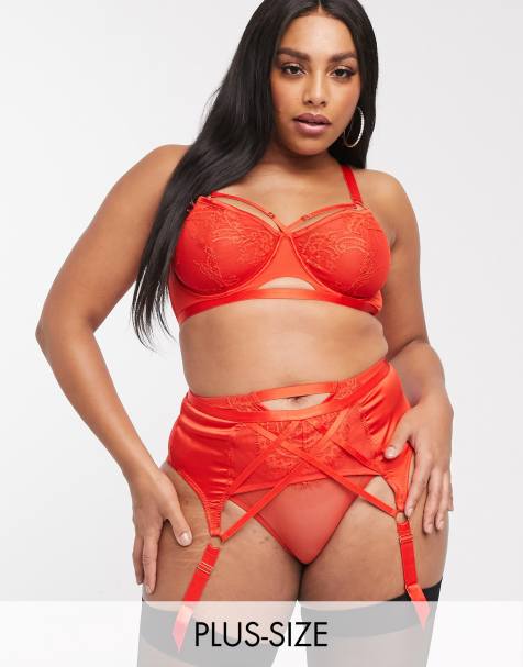 Playful Promises X Gabi Fresh – Roter Strumpfhaltergürtel aus Netzstoff mit Riemendetail