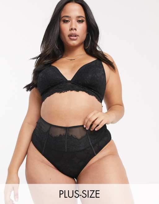 Playful Promises X Gabi Fresh - Slip a vita alta neri con rivestimento in pizzo