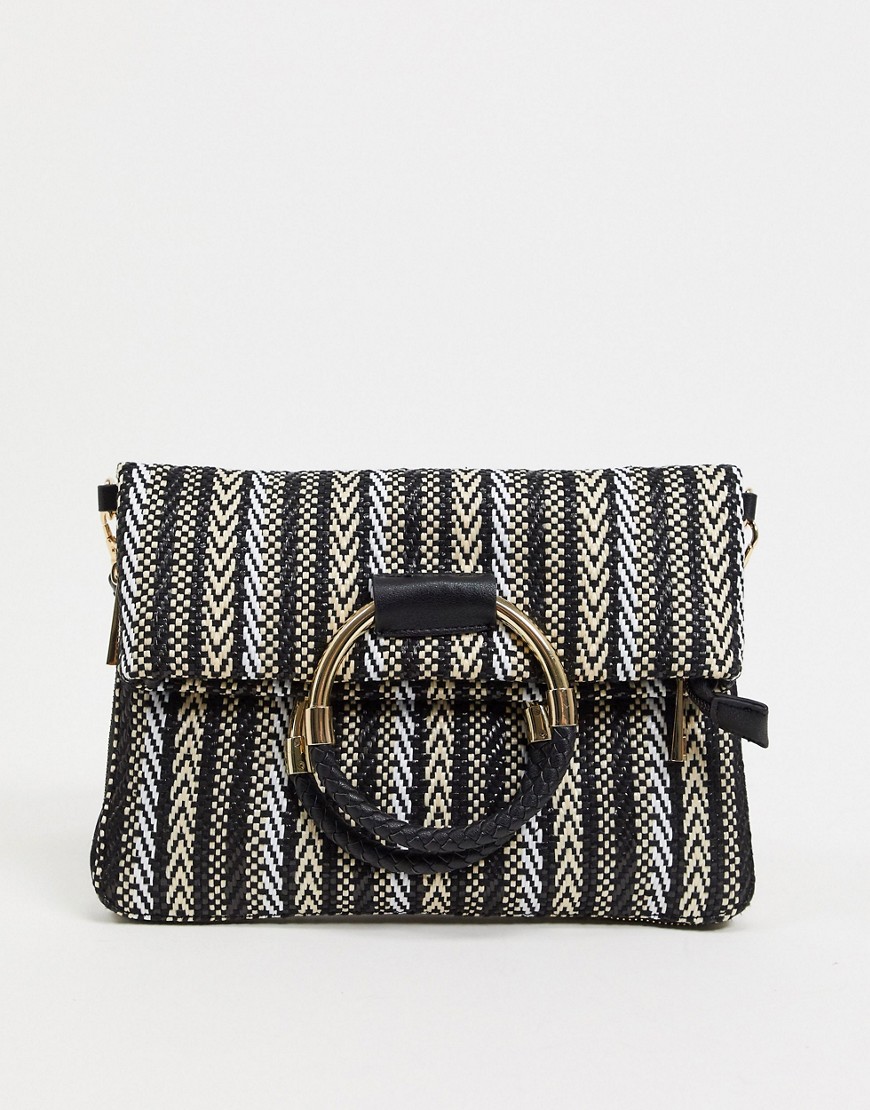 Плетеная сумка через плечо с декоративным кольцом Aldo-Черный