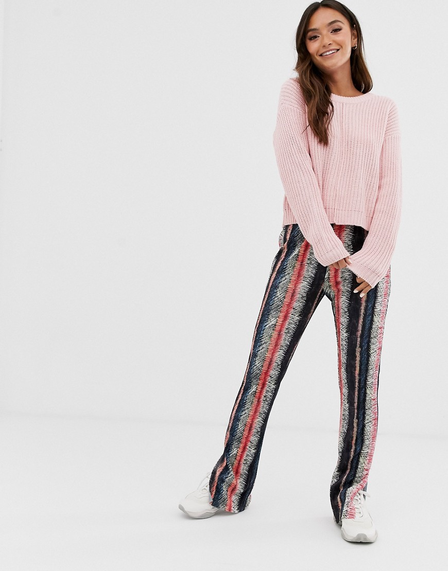 Plisserede bukser med splittet kant fra Glamorous-Multifarvet