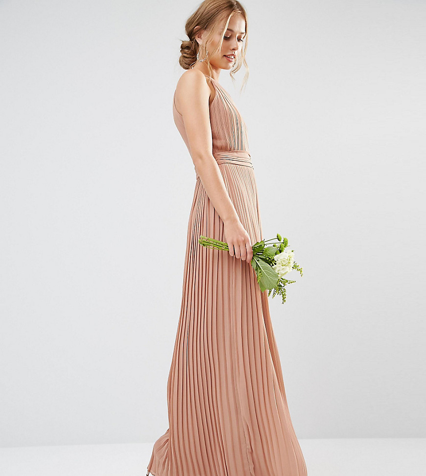 фото Плиссированное платье макси с высокой горловиной tfnc wedding-коричневый