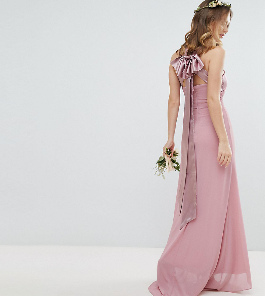 фото Плиссированное платье макси tfnc petite-розовый