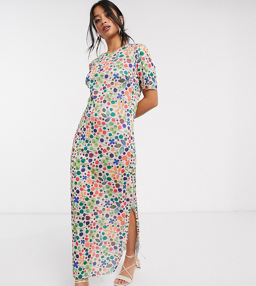 фото Плиссированное платье миди с цветочным принтом glamorous petite-кремовый