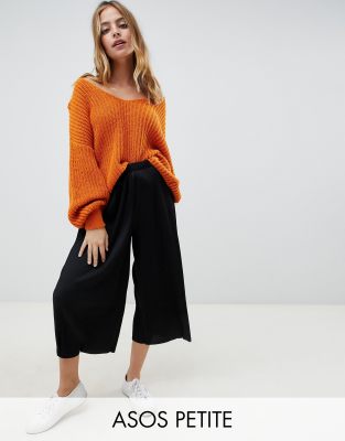Брюки-галифе Плиссированные кюлоты ASOS DESIGN Petite-Черный цвет