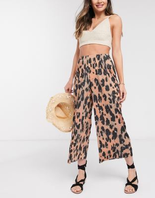 Плиссированные кюлоты с анималистичным принтом ASOS DESIGN-Черный цвет
