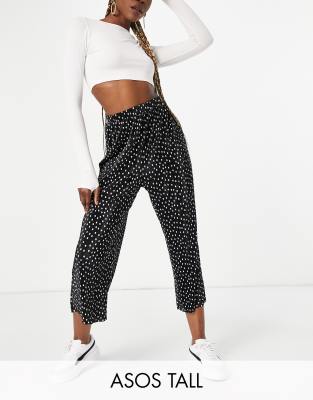 Плиссированные кюлоты в горошек ASOS DESIGN Tall-Черный цвет