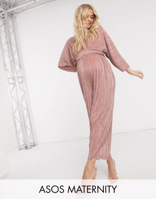 фото Плиссированный комбинезон с рукавами-кимоно asos design maternity-розовый asos maternity