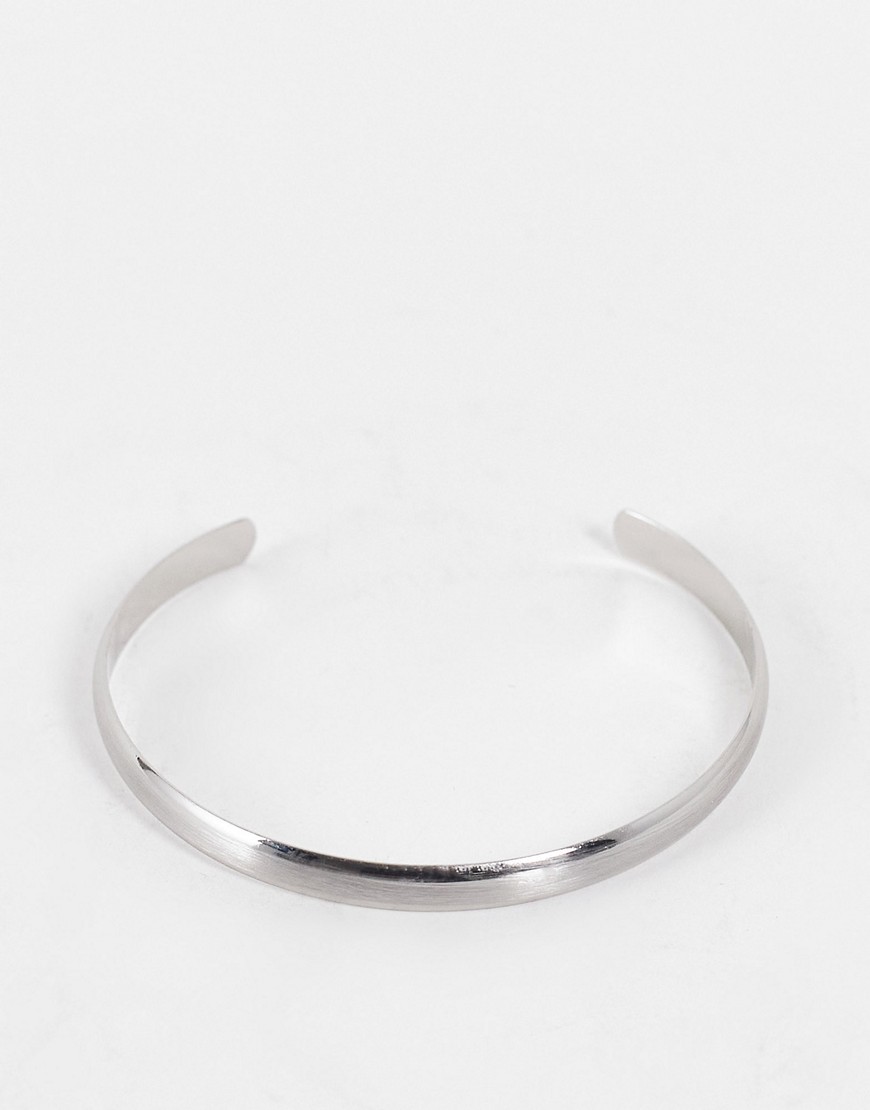 фото Плоский серебристый браслет со скошенными краями и матовым эффектом asos design-серебряный