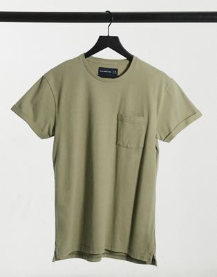 фото Плотная футболка серо-зеленого цвета abercrombie & fitch-зеленый цвет