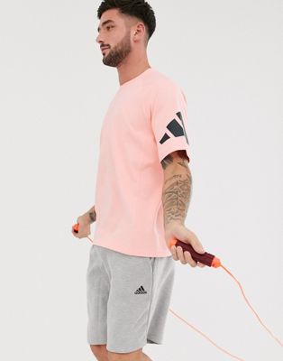 фото Плотная розовая футболка adidas training-розовый adidas performance